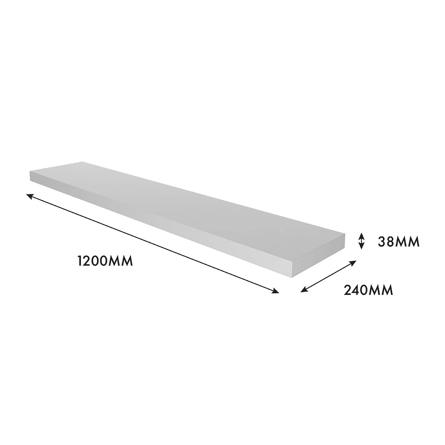 Floating Shelf - White Matt -1200 X 240 X 38mm - Image 5