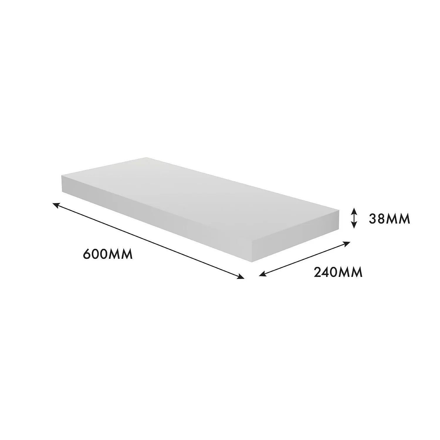 Floating Shelf - White Gloss - 600 X 240 X 38mm - Image 5