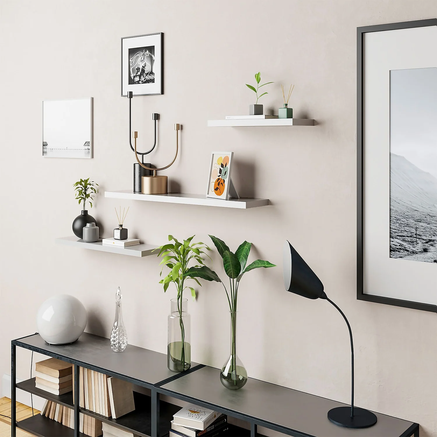 Floating Shelf - White Gloss - 600 X 240 X 38mm - Image 2