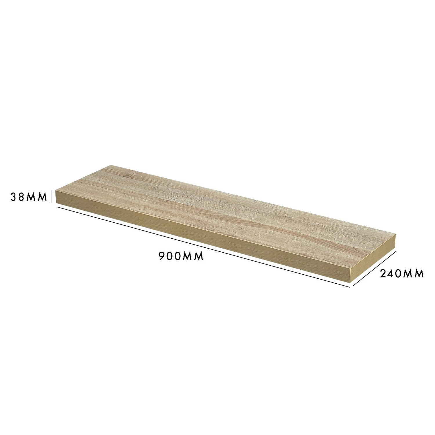 Floating Shelf - Sanoma Oak - 900 X 240 X 38mm - Image 4