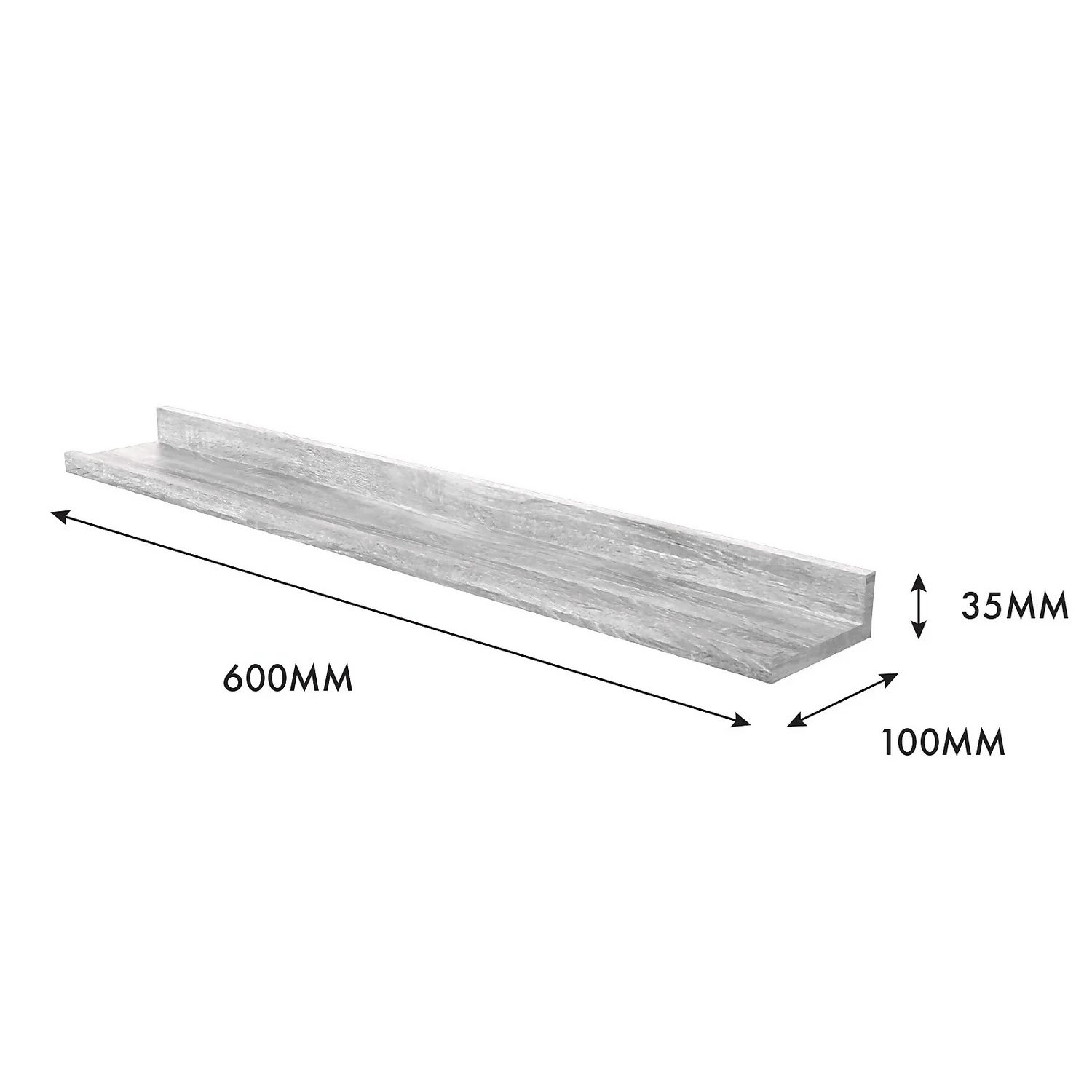 Flexi Storage Decorative Shelving Photo Shelf Grey Oak 600x35x100mm - Image 3