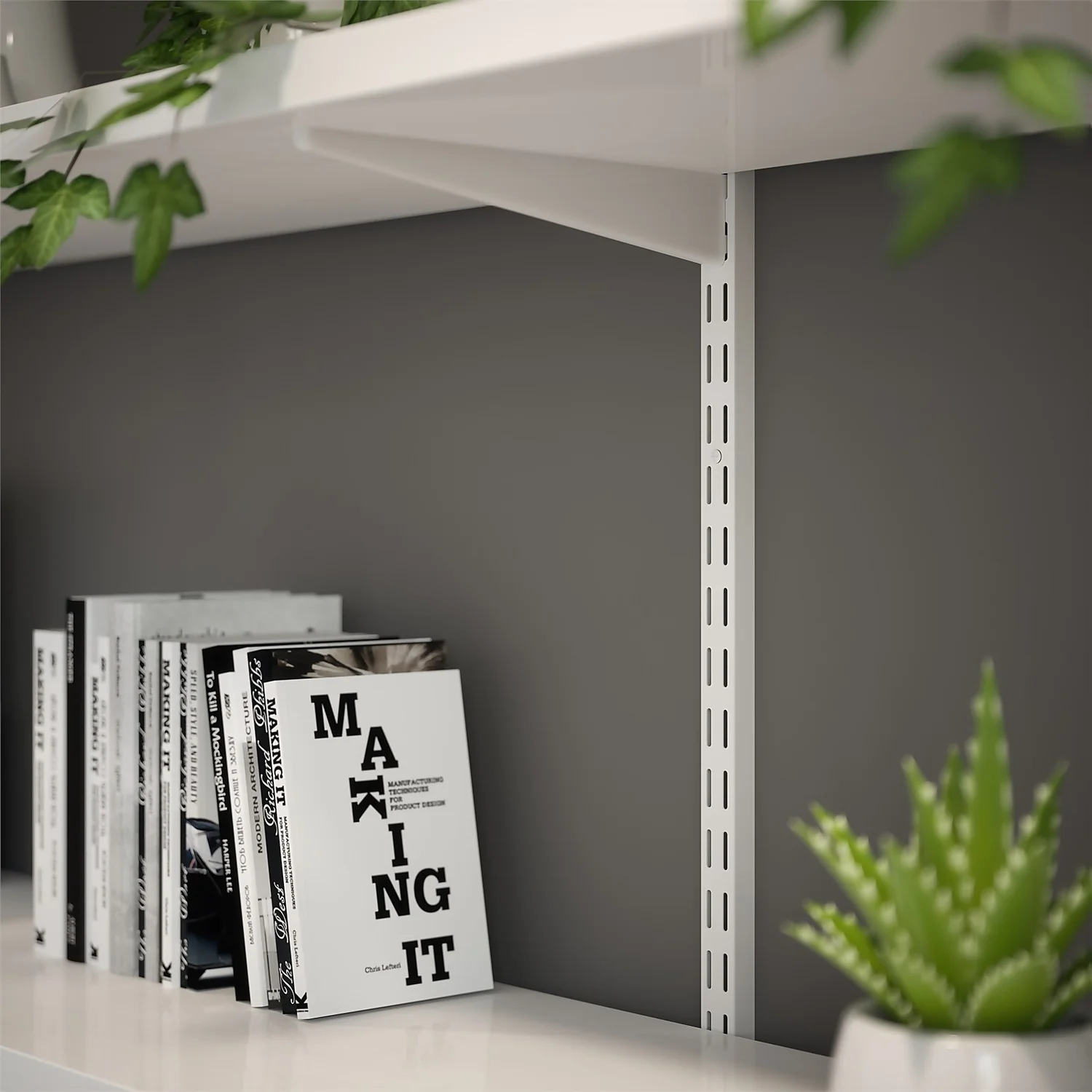Anti-bacterial Twin Slot Shelving Kit - 1219mm White Twinslot And 216mm Brackets - White - Image 3