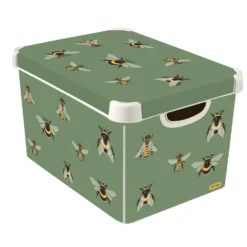 Curver Stockholm Bees Deco Storage Box - Green - 22L